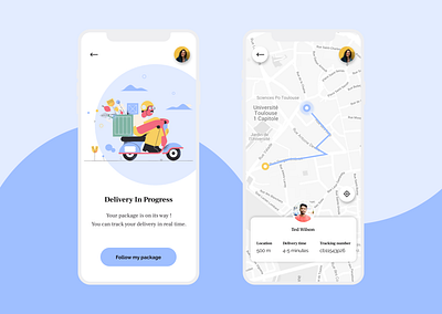 Daily UI #20 - Location Tracker blue dailyui dailyui 020 dailyuichallenge delivery app delivery status design challenge illustration location app location tracker map mobile app mobile design navigation shipment shipping tracker ui ui mobile uidesign