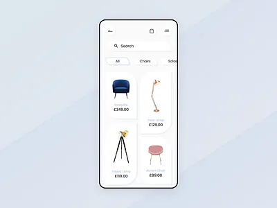 Furniture Store - App design interaction. adobe animation app app design application daily design figma flat furniture interaction minimal mobile mobile app mobile design shop store ui ux xd