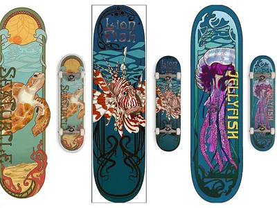 Sea Themed Skateboards design illustration