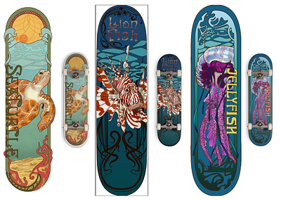 Sea Themed Skateboards design illustration