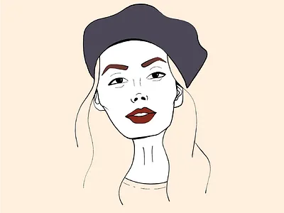 Girl with the beret beret french illustration illustration art portrait portrait art portrait illustration woman