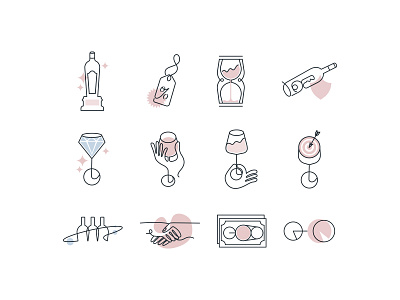 Vinovest Icon set branding design dribbble flat icon illustration investment lineart new set simple uxui vector webdesign wine