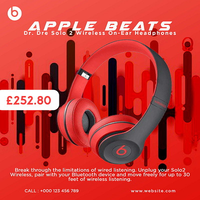 Beats Headphone banner ads branding design flat minimal portfolio poster type typography web