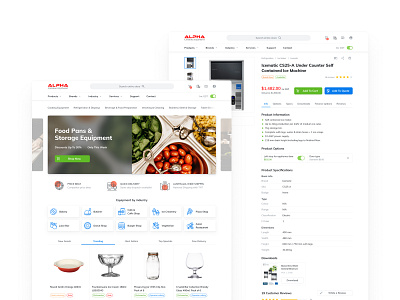 Alpha Catering - Home & Product Page catering clean ecommerce redesign site store ui uiux ux web white