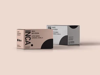 Inca Sustainable Chocolate branding clean crisp design logo mockup modernist packaging packaging design packaging mockup packagingdesign print design scandinavian typography vector
