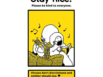 COVID-19 PSA: Stay Nice art branding cartoon covid19 design illustration illustrator instagram poster print procreate psa yellow