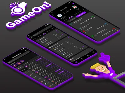 GameOn! app branding companion app design flat illustration illustration ios isometric logo mobile sports ui ux