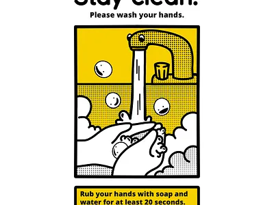 COVID-19 PSA: Stay Clean art branding cartoon covid19 design health illustration illustrator instagram poster print procreate psa yellow