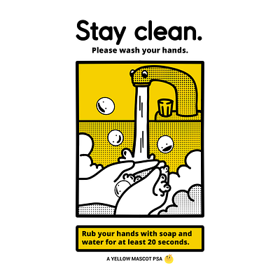 COVID-19 PSA: Stay Clean art branding cartoon covid19 design health illustration illustrator instagram poster print procreate psa yellow