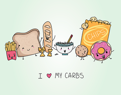 I love my carbs! character characterdesign children donuts doodles foodillustration illustration snacks vector