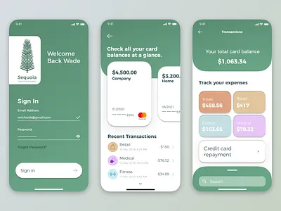 Sequoia - Banking App app app design bank app branding finance app fintech iphone logo mobile modern skeuomorphic skeuomorphism ui ux