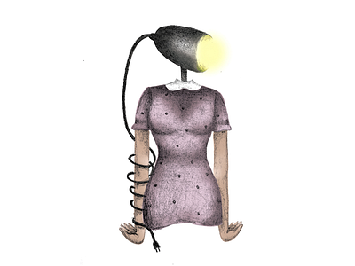 You're the light! adobe color colors draw dress dribbble ilustration lamp light like pencil photoshop photoshop art pink sketches woman women yellow