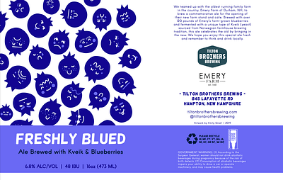 Freshly Blued Can Label by Emily Small adobe illustrator beer art beer branding beer can beer can design beer label beer label design beer labels blueberries brewery design digital art digital illustration drawing fruit hand drawn illustration illustrator procreate vector