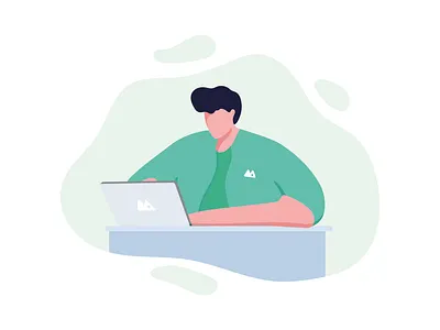 Stay Home character design front green mac macbookpro man notebook person students study vector work