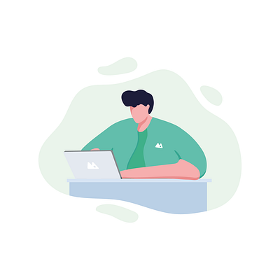 Stay Home character design front green mac macbookpro man notebook person students study vector work