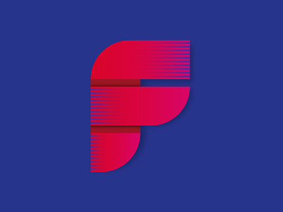 36 days of type F blue curves design gradient illustrator letter lines logo mark red shadow shapes simple soft streak texture type typography