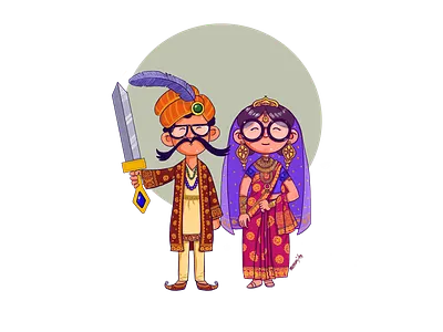 raja rani character design illustration