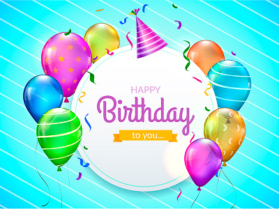 Happy Birthday 2 ballons color design free happy birthday illustration love vector