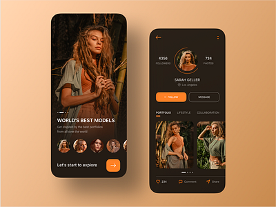 Social Mobile App lookbook mobile app design mobile design model onboarding portfolio profile page sign in sign up social app