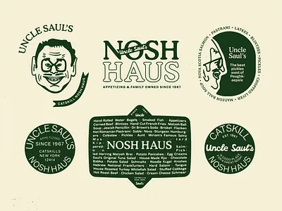Uncle Saul's Nosh Haus badge design badge logo logo set retro logo vintage badge