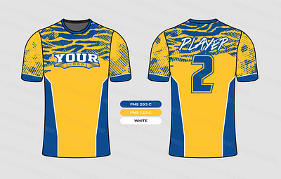 Blue Gold with Pattern Shirt Mockup adult apparel art back body casual clothes clothing design fashion football front graphic graphics illustration jersey layout mockup number style