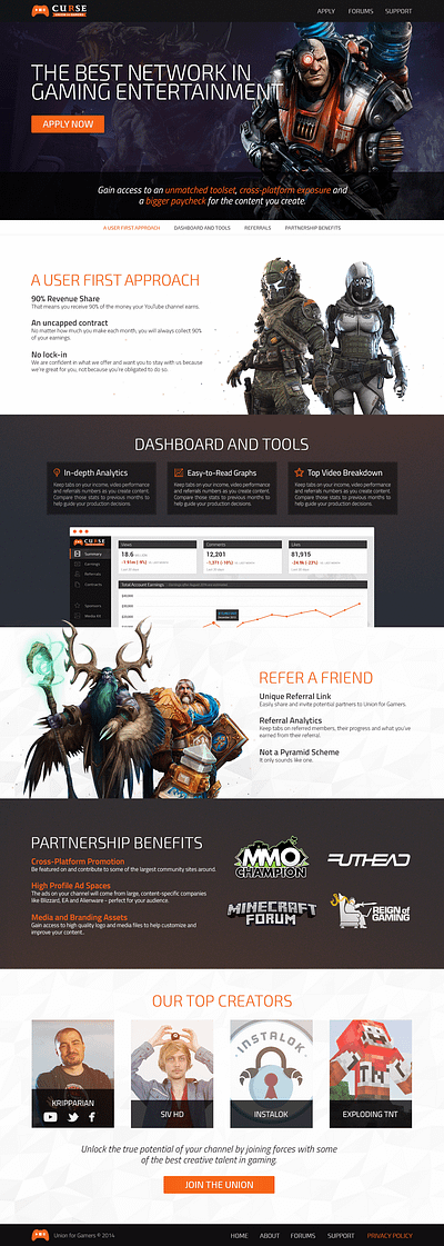 Union for Gamers Landing Page content creator controller design game gaming landing page streamer ui union for gamers web design website youtuber