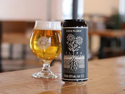 FLORA Illustration for Copper Bottom Brewing beer beer branding beer labels branding branding design brewery canada craft beer craftbeer flower illustration label design logo pilsner plant roots