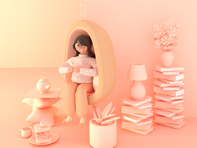 Peach Stay in 3d 3d illustration character illustration illustrator peach stay in