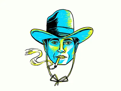Cowboy cowboy drawing fresco hat smoke