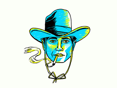 Cowboy cowboy drawing fresco hat smoke