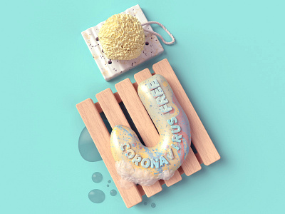 J - 36 days of type 2020 36daysoftype 3d c4d cinema4d coronavirus illustration lettering octane render soap typography virus