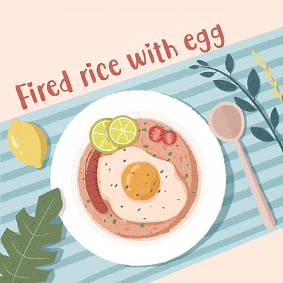 Fired rice design flat food illustraion