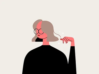 Simple short hair girl 2d design drawing flat girl graphic design gray iconic illustration minimal people illustration photoshop short hair vector