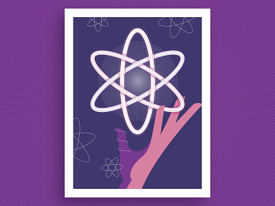 Science Highlights Illustration annual atom burst flat funding hand illustration poster purple report science vector