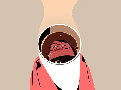 I in Coffee 2d beverage coffee design drawing flat graphic graphic design iconic illustration people illustration photoshop portrait simple vector