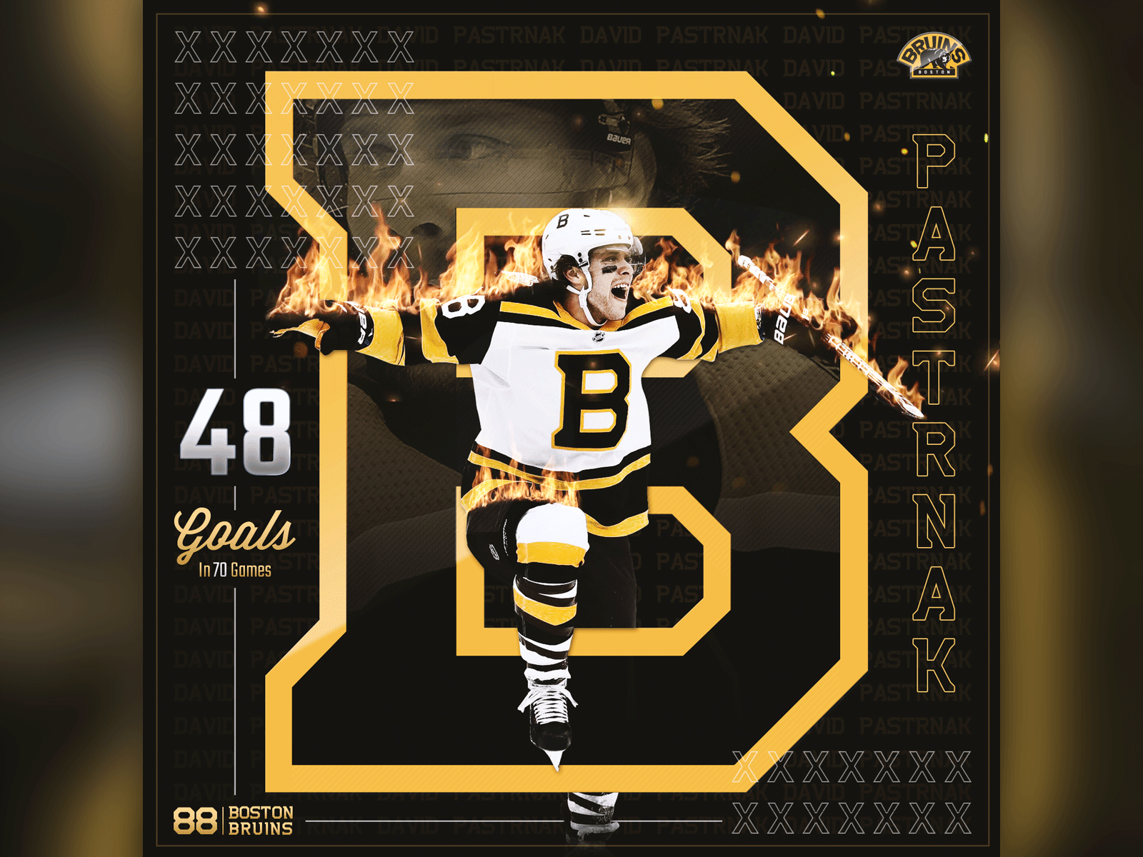 David Pastrnak NHL 48 Goal Poster animatedgif animation boston boston bruins digital digital art digital design fire effect gif hockey marketing marketing design nhl nhl poster photoshop social media social media design sport sports edit sports gif