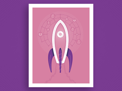 Science Education Illustration annual college education icons illustration k 12 pink poster purple report research rocket school science