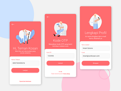 CariKosan Registration Page carikosan figma homestay mobile app otp react native register form registration
