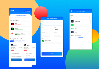 Subscription Tracker App app design ui ux