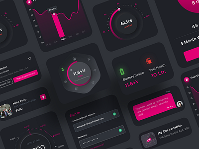 Dark Component Design branding cards component components dark dark ui dashboard design elements icons menu minimal mobiledesign morern themes ui ui ux ux