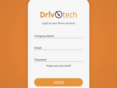 DrivOtech Login Screen app branding ui ux