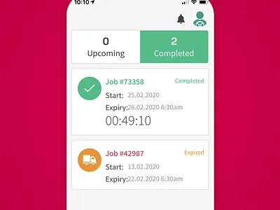 DrivOtech Completed Screen app design ui ux