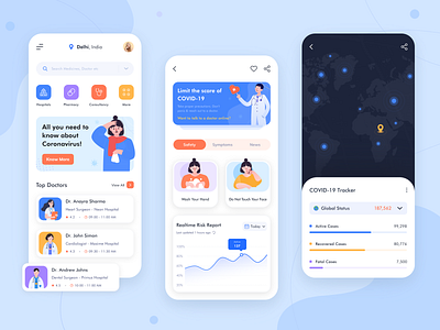 GO CORONA - Medical App Concept app consultancy corona coronavirus covid19 dashboad doctor fitness healthcare heath illustration management medical minimal pharmacy product design typography ux web website