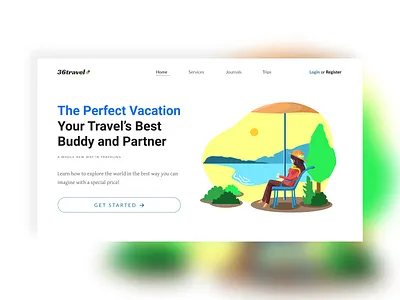 36Travel - Landing Page blog clean design clean ui design figma home page illustration homepage design illustration index page landing page landing page design travel agency travel agent ui website design