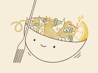 Pancit Bihon bowl character culinary drawing filipino filipino food food food art fork illustration illustrative line drawing noodles pancit pancit bihon pinoy procreate texture