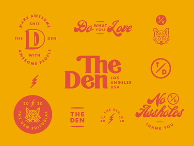 The Den Visual Identity - Pt 1 branding branding and identity custom type logo design logo system retro retro design serif logo visual identity wolf logo wordmark