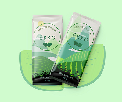 Mokup chocolatte chocolate eco green green tea illustraion leaves logo mokup mountains tea