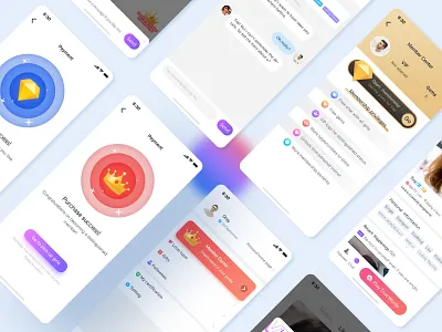 Dating App Pages android app color dating design icon ios iphone mobile set ui ux