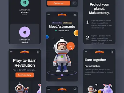AstroClash - Dark Mobile UI 3d 3d illustration aliens app astronaut cartoon clay clean cute illustration isometric minimal mobile render ui ui design user interface ux ux design web design