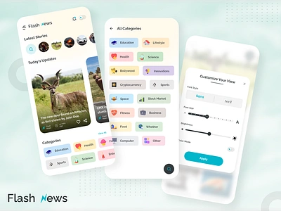 Flash News - Mobile App app appdesign article article read daily dailynews dark dark mode design mobile app design news news app newsfeed newsletter newspaper reading readingapp social media ui ux